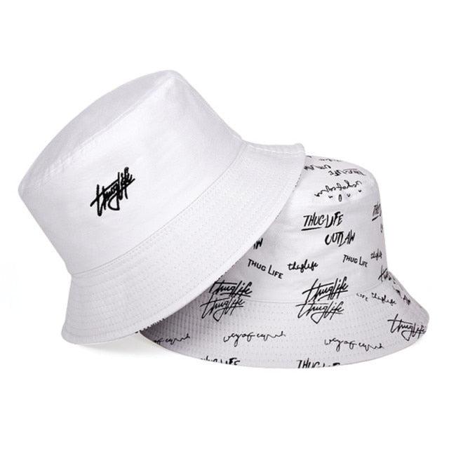 Reversible Bucket hat thug life White